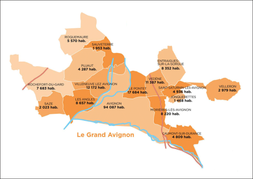 Carte des communes du Grand Avignon